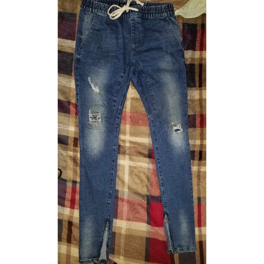 Ripped Denim Joggers